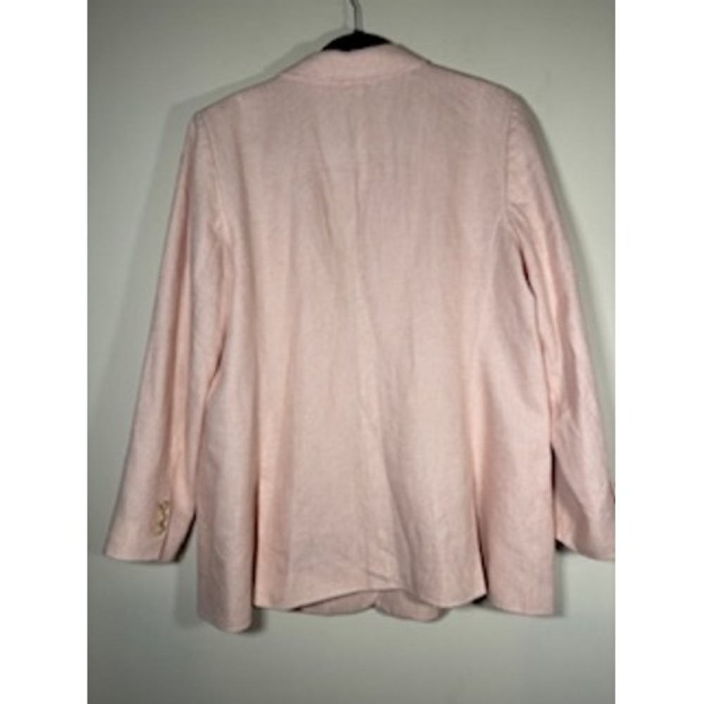TALBOTS Blazer 16 Pink Linen Cotton Single Button Coastal Professional Jacket - Picture 5 of 8